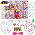 Produktbild: Kinder Schmuck Bastelset mit Perlen und Schnur zum Auffädeln für Mädchen, 24 Far