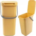 Produktbild: KADAX Abfallbehälter mit Deckel und Griff, Abfalleimer aus Plastik, Mülleimer für die Mülltrennung (Gelb, 12L) - Gelb
