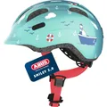 Produktbild: ABUS Kinderhelm Smiley 2.0 - Robuster Fahrradhelm für Mädchen und Jungs - Blau mit maritimen Muster, Größe M, Turquoise Sailor