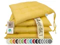 Produktbild: ZOLLNER 4er Set Sitzkissen in 40x40cm - gemütliche Stuhlkissen mit Bindebänder - waschbar bis 30°C - in gelb - Oeko Tex® Zertifiziert