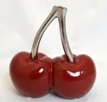 Produktbild: Keramik-Kirsche Double Cherry rot/silber ca. 16x15x8 cm (HxBxT)