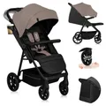 Produktbild: Lionelo Buggy MIRA bis zu 22 kg, Schwenkbare 360° Räder, UPF50+ Filter, Wasserdichtes XXL-Verdeck Beige