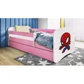 Produktbild: Kinderbett Jugendbett Spiderman 70x140, 80x160, 80x180 cm - Komplettset mit Schublade & Rausfallschutz - Rosa