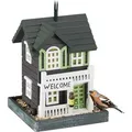 Produktbild: Vogelfutterhaus, Holz, zum Aufhängen, Landhaus, hbt 23,5x18x18 cm, Balkon, Futterstelle, Wildvögel, mehrfarbig - Relaxdays