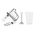 Produktbild: Krups 3 Mix 9000 Handmixer, 750 Watt, Geschwindigkeitsregler, Turbomodus, ergonomischer Griff, Handrührgerät inkl. Schneebesen, Knethaken, Pürierstab-Aufsatz, Messbecher, weiß/silber, GN9121