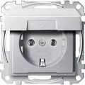 Produktbild: Merten System M Steckdose, 1f, aluminium, matt, Unterputz, horizontal/vertikal, mit Klappdeckel, IP20, Zentralplatte