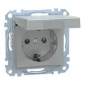 Produktbild: Schneider Electric Merten Schuko-Steckdose mit Klappdeckel, 2-polig+E, Steckklemmen, System M, aluminium, Artikelnummer MEG2311-0460
