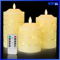 Produktbild: Flammenlose LED Kerzen 3er Set Elfenbein Flackernd mit Fernbedienung Timer