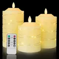 Produktbild: Elfenbeinfarbene LED-Kerzen 3 Stück Fernbedienung Timer 24 Std.
