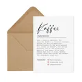 Produktbild: Postkarte KAFFEE Definition inkl. Briefumschlag Kaffee Geschenk Kollege Karte