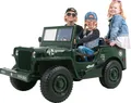 Produktbild: Actionbikes Motors Kinder Elektro Auto Jeep Willys | 3 Gurte - Allrad Antrieb - Dreisitzer - Fernbedienung - Federung - LED - Hupe - Geländefahrzeug