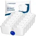 Produktbild: Wessper Wasserfilter Kartusche, Filter mit Aktivkohle und Ionenaustauscherharz, Zusätzlicher PIN Kompatibel mit Brita-Kanne, Ersatzfilter für Kanne von Dafi, Wessper, Aquaphor, Philips - 12 Stück