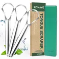 Produktbild: RONAVO Zungenreiniger - (3 Stück),Zungenschaber mit Reiseetui – Edelstahl Zungenbürste für Erwachsene, Heilung von schlechtem Atem