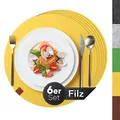 Produktbild: Sidorenko Edles Platzset aus Filz Ø 38cm - 6er Set gelb - Tischset Abwischbar Filzuntersetzer - abwaschbare Tischuntersetzer Platzdeckchen - Untersetzer Filzmatte