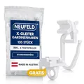 Produktbild: NEUFELD® 120 X-Gleiter (inkl. 6 Feststeller) - Gardinengleiter in Standardgröße - Gardinenhaken für Schienen - Gardinenröllchen