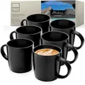 Produktbild: Sänger Madeira | Kaffeebecher 6 Personen, Steingut Kaffeetassen Set 6er, Tassen Set Teetasse Set spülmaschinenfest mikrowellenfest, Coffee Mug multifunktional schwarz matt 350 ml | VALUE COLLECTION