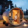 Produktbild: FinnTherm Fass-Sauna Sam, Aussensauna Fichte unbehandelt, Natur, ohne Ofen 2,80 x 2,19 m