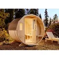 Produktbild: Fass-sauna Sam Fasssauna 2 Sitzbänke Aus Holz, Sauna Mit 40 Mm Wandstärke, Außensauna Mit Montagematerial - Finntherm