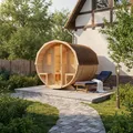 Produktbild: FinnTherm Fass-Sauna Sam, Aussensauna Fichte unbehandelt, Natur, ohne Ofen 2,80 x 2,19 m