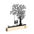 Produktbild: UNUS Deko-Baum Aufsteller, Kinder auf der Schaukel, Aufsteller aus schwarzem Metall mit Bambus-Sockel, Deko für Fensterbank, Esstisch, Wohnzimmer, Frühlingsdekoration