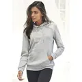 Produktbild: Kapuzensweatshirt BENCH. LOUNGEWEAR, Damen, Gr. 32/34, grau (hellgrau, meliert), Interlock, Graumeliert (Obermaterial): 90% Baumwolle, 10% Polyester, meliert, Basic, bequem, Bündchen, Sweatshirts, mit glänzender Logostickerei, Loungeanzug, Hoodie