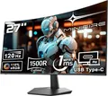 Produktbild: Curved Monitor 27 Zoll 120Hz, PC Bildschirm mit Lautsprecher1500R FHD 1920 x ...