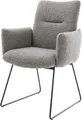 Produktbild: DELIFE Polsterstuhl Jova-Flex, mit Armlehnen Kufengestell Schwarz Bouclé Silbergrau Taschenfederkern