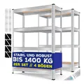 Produktbild: MASKO 2er-Set Lagerregal Schwerlastregal, Kellerregal, verstellbare Ablagen, MDF-Platten Regal aus Metall, Steckregal, Werkstattregal, Keller, Garage