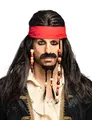 Produktbild: KULTFAKTOR GmbH Piratenkapitän Perücke Seeräuber Perücke schwarz-rot Einheitsgröße