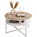 Produktbild: Lookway Couchtisch, Weiß, Eiche Wotan, Holzwerkstoff, Rund, 70x45.6x70 cm, Wohnzimmer, Wohnzimmertische, Couchtische