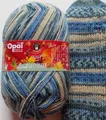 Produktbild: 99,00 €/kg - Sockenwolle 100g, blau Töne + natur, 4-fach, Opal (Laub11251)