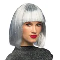 Produktbild: Perücke Gigi Glamour weiße Damen Bob-Perücke mit Pony im silbernen Lamé-Look