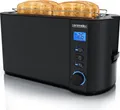 Produktbild: Arendo Toaster 4 Scheiben, Langschlitztoaster, Langschlitz, Edelstahl, 1500W, Display mit Restzeitanzeige, Brötchenaufsatz, Defrost Funktion, Wärmeisolierendes Gehäuse, Schwarz