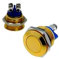 Produktbild: TronicXL 16mm IP65 Taster Gold Taste Drücker F Drucktaster Knopf KFZ Hupe Hupenknopf 12V 24V 48V Hupenknopf Taste Hupen zb für Traktor Bautz Holder Fendt Eicher mc cormick Unimog Agria