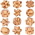 Produktbild: Chonor 12 Stück 3D Puzzle Brainteaser Denkspiel Set aus Holz, Klassisch Holzspielzeug Knobelspiel Geduldspiel Intelligenz Pädagigisches Gehirntraining Spielzeug Logikspiel für Kinder und Erwachsene