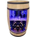 Produktbild: WEECO Holzfass mit Weinhalter RGB LED Beleuchtung. Weinregal. Fassbar 80 cm. Rustikaler deko Barschrank Weinständer – Hausbar Fassbier, Whiskybar Flaschenständer. Hausbar Geschenk für Mann (Hellbraun)
