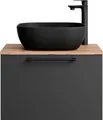 Produktbild: Planetmöbel Waschtischunterschrank Astra 60 cm Gold Eiche/Anthrazit mit schwarzem Keramik-Aufsatzwaschbecken