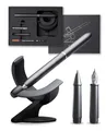 Produktbild: novium Hoverpen Future – Luxus Füllfederhalter & Rollerball Geschenkset, Futuristisches Design aus Flugzeugaluminium, schwebender Executive Pen, Geschenk für Chef & Kollegen (Deep Black)