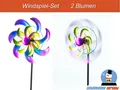 Produktbild: Set 2x Windrad Blüte 25/110 cm Gartenstecker Windspiel Gartendeko Blumenstecker