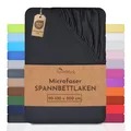 Produktbild: NatureMark - Mikrofaser SPANNBETTLAKEN zum Sparpreis! viele Größen und Farben Markenware (90x200-100x200 cm, schwarz)