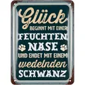 Produktbild: Retro Blechschild Hund feuchte Nase, Hundeschilder, Deko Garten Hund 15x20cm