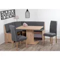 Produktbild: Mid.you Eckbankgruppe Duisburg, Eiche Artisan, Grau, Holz, Textil, Buche, massiv, Uni, eckig, 165x89x125 cm, Esszimmer, Bänke, Tisch- & Eckbankgruppen