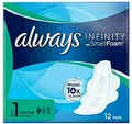 Produktbild: Always Infinity Normal (Größe 1) Damenbinden mit Flügeln, 12 Stück pro Packung (3 Stück)