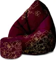 Produktbild: Dreamroots Bean Bag 80x80x120cm Sitzsack mit Lehne und Hocker und Bezug Sitzkissen Boden Sack Bubibag Sitzsack Sitzsack mit Füllung mit Gold Roses