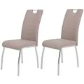 Produktbild: 2er Set Stuhl Andrea - Kunstleder Cappuccino - Bügelgriff und Metallgestell verchromt - Beige