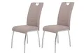 Produktbild: Hela Tische, 2er Set Esszimmerstuhl Andrea, Bezug Kunstleder Cappuccino, Rundrohgestell Chrom, 100x43x64 cm