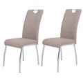 Produktbild: 2er-Set Polsterstühle - cappuccino-chromfarben - Kunstleder Esszimmerstuhl