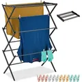 Produktbild: Relaxdays Wäscheständer klappbar, 11 Stangen, HxBxT: 105 x 74 x 37 cm, Metall, platzsparender Turmwäscheständer, schwarz