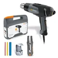 Produktbild: Steinel Heißluftgebläse HG 2120 E Elektriker-Set, 2200 W, Heißluftpistole 80-630°C inkl. Entmanteler, Düse, Schrumpfschläuche