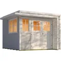 Produktbild: Weka Gartenhaus Amberley Doppeltür 2 Fenster Grau-Weiß 300 cm x 300 cm